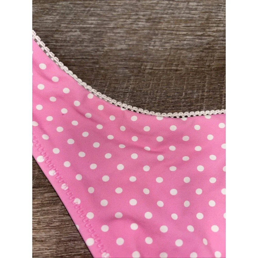 Bright Swim Bikini Bottom Women S Pink Polka Dot Low Rise High Leg Cheeky New